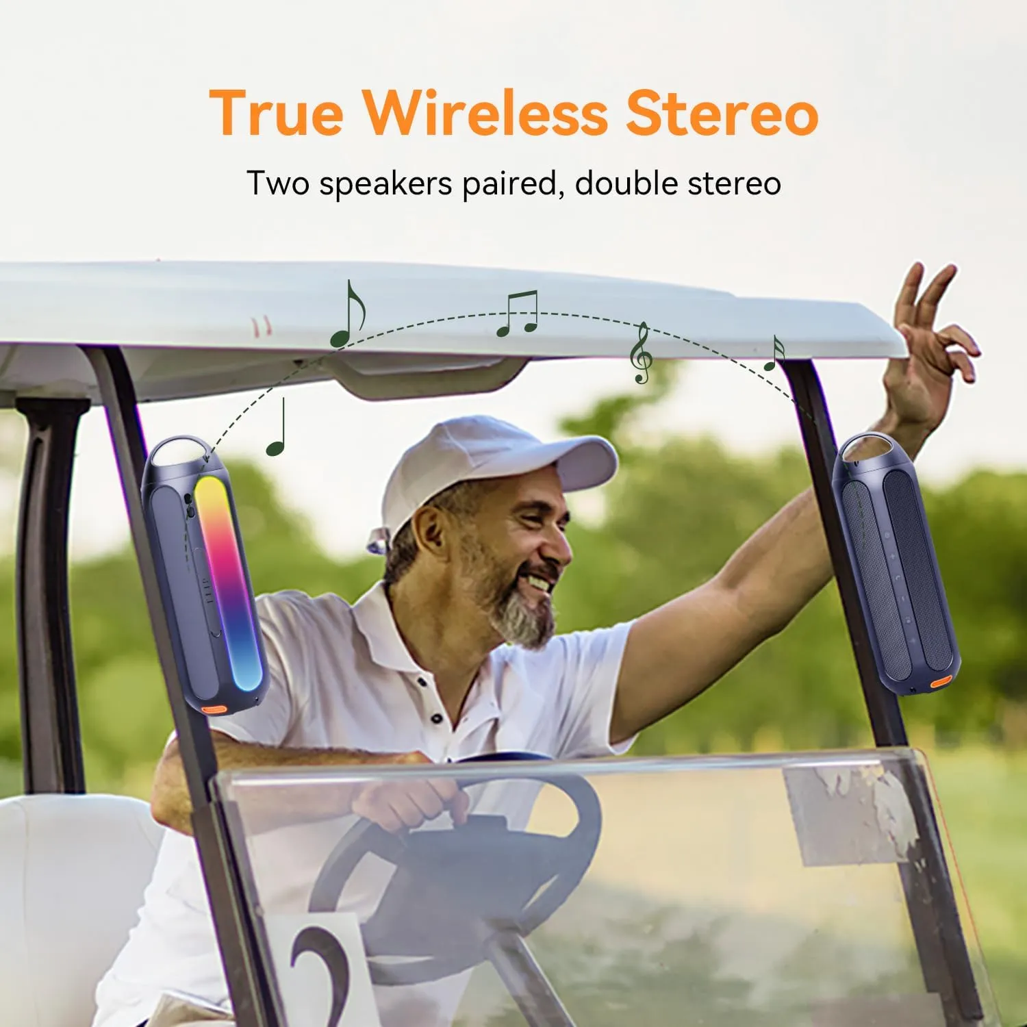 Magnetic Golf Bluetooth Speaker, 30W Golf Speakers Outdoor Portable Wireless Speakers IPX6 Waterproof with LED RGB Lights 30H Playtime Deep Bass for Golf Cart Gifts, Accessories, Beach, Hiking, Party