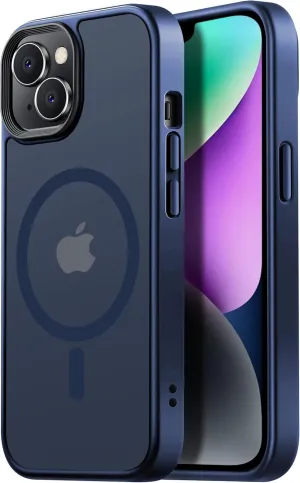 Magnetic Guardian Designed for iPhone 14 Case & iPhone 13 Case [10FT-Grade Drop Tested & Compatible with MagSafe] Slim Translucent Matte Case for iPhone 13/14 Phone Case (6.1"), Blue