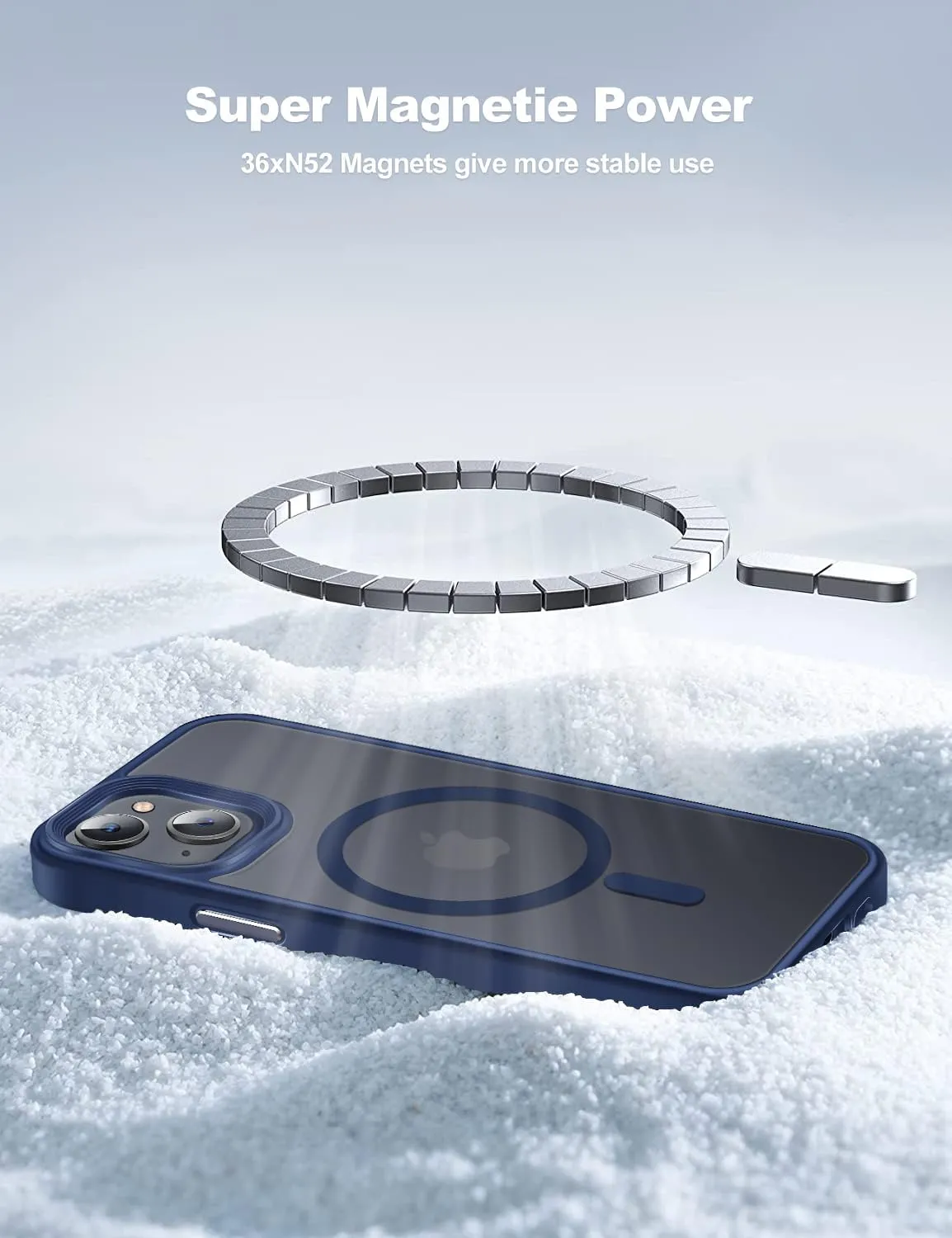 Magnetic Guardian Designed for iPhone 14 Case & iPhone 13 Case [10FT-Grade Drop Tested & Compatible with MagSafe] Slim Translucent Matte Case for iPhone 13/14 Phone Case (6.1"), Blue
