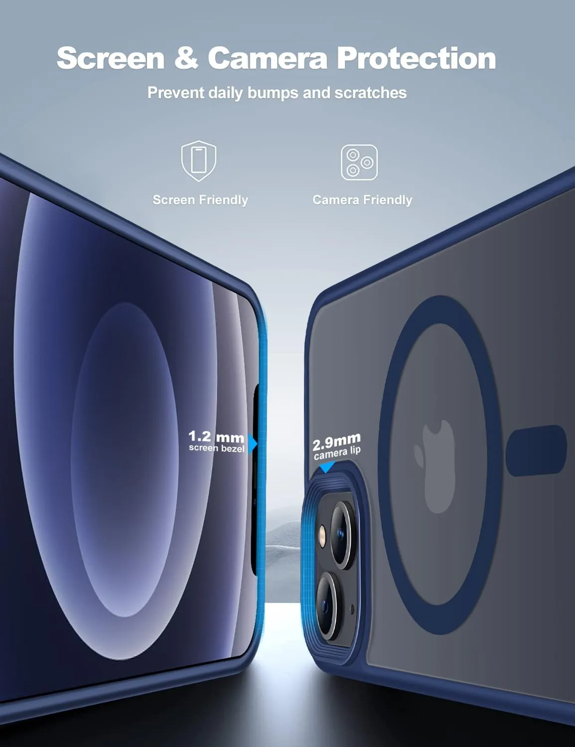 Magnetic Guardian Designed for iPhone 14 Case & iPhone 13 Case [10FT-Grade Drop Tested & Compatible with MagSafe] Slim Translucent Matte Case for iPhone 13/14 Phone Case (6.1"), Blue