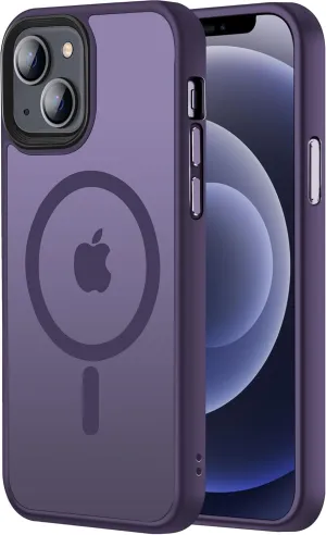 Magnetic Guardian Designed for iPhone 14 Case & iPhone 13 Case [10FT-Grade Drop Tested & Compatible with MagSafe] Slim Translucent Matte Case for iPhone 13/14 Phone Case (6.1"), Deep Purple