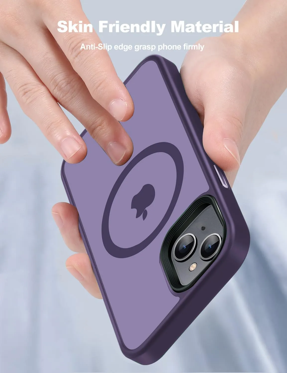 Magnetic Guardian Designed for iPhone 14 Case & iPhone 13 Case [10FT-Grade Drop Tested & Compatible with MagSafe] Slim Translucent Matte Case for iPhone 13/14 Phone Case (6.1"), Deep Purple
