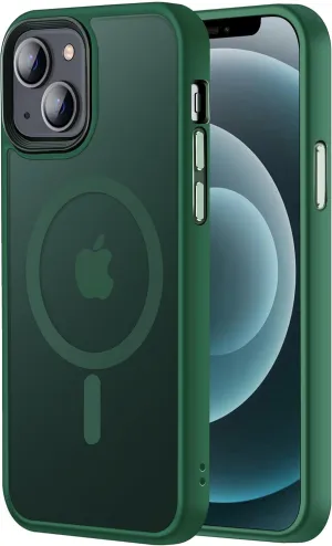 Magnetic Guardian Designed for iPhone 14 Case & iPhone 13 Case [10FT-Grade Drop Tested & Compatible with MagSafe] Slim Translucent Matte Case for iPhone 13/14 Phone Case (6.1"), Green