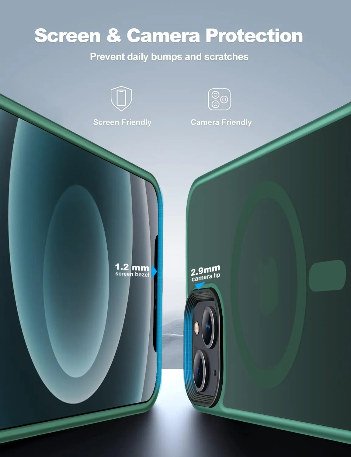 Magnetic Guardian Designed for iPhone 14 Case & iPhone 13 Case [10FT-Grade Drop Tested & Compatible with MagSafe] Slim Translucent Matte Case for iPhone 13/14 Phone Case (6.1"), Green