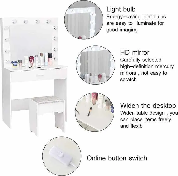 Makeup Vanity Mirror Desk With LED Lights