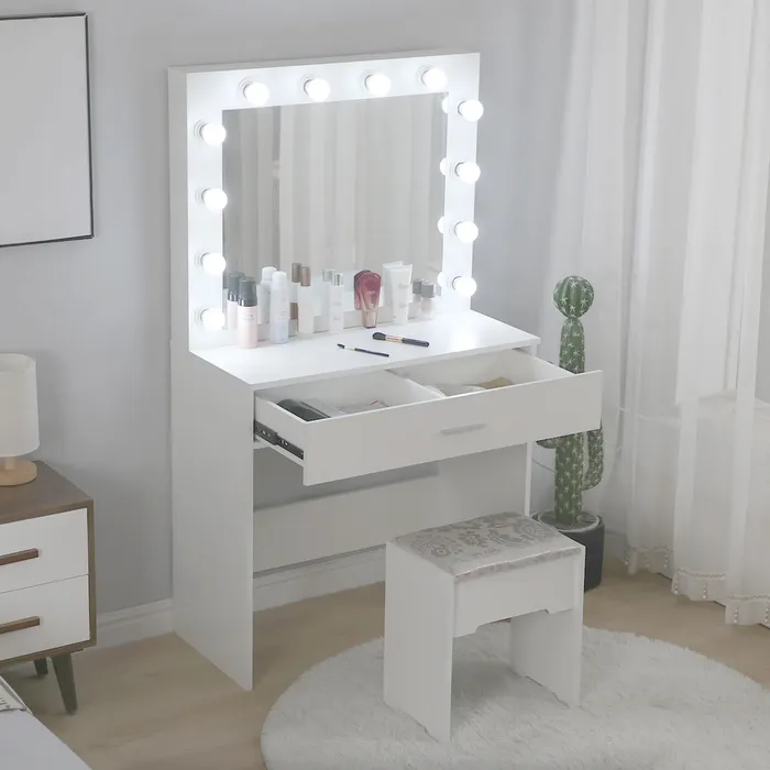 Makeup Vanity Mirror Desk With LED Lights
