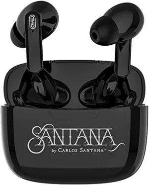 Mambo by Carlos Santana, True Wireless Earbuds Bluetooth Headphones with Charging Case, Bluetooth Earbuds with Voice Isolating Microphone, Deep Bass Stereo Headsets for Sports & Gaming (Black)