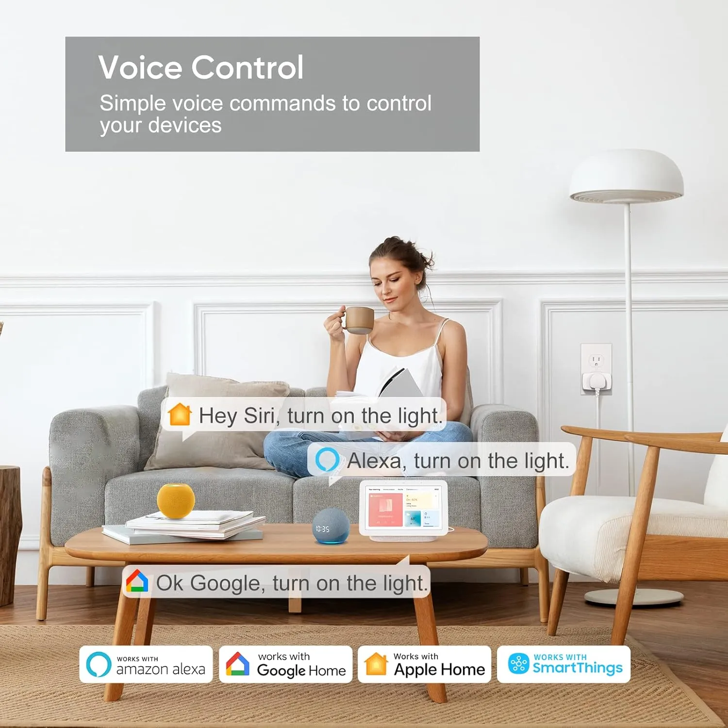 Matter Over Thread Smart Plug, Smart Mini Outlet, Works with Apple Home, Alexa & Google Home, 15A/1803W - Updated Version