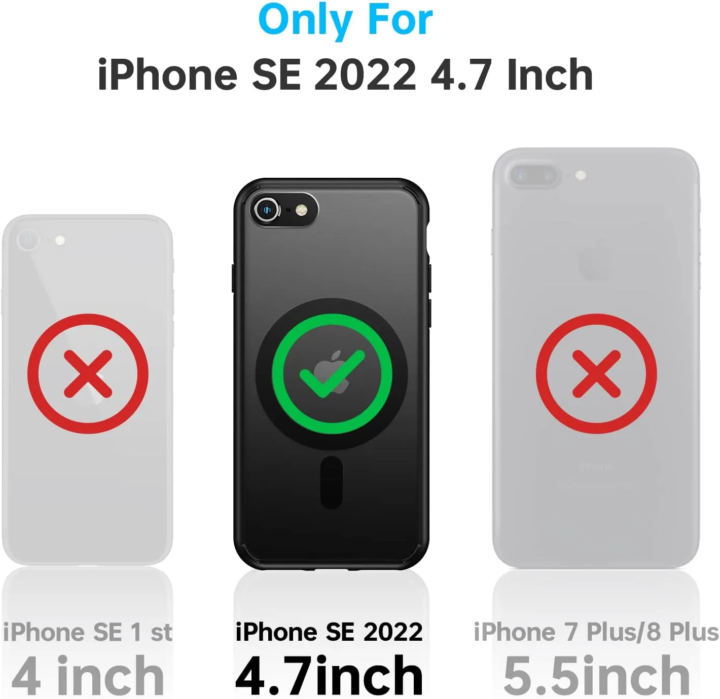 Meifigno Magnetic Case for iPhone SE 2022/SE 3 2022/SE 2020/iPhone 8, Translucent Matte Back with Soft Silicone Edge, Frost Black