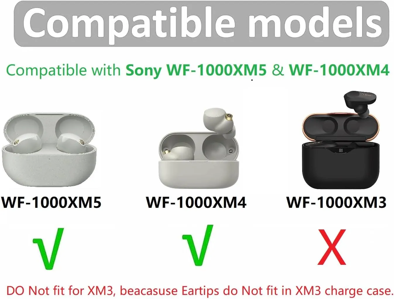 Memory Foam Ear Tips Compatible with Sony WF-1000xm5 1000xm4 WF-C700n Replacement Ear Tips, Perfect Noise Cancellation, Fit in Case, S/M/L 6 Pairs Foam Tips, Silver (515W)