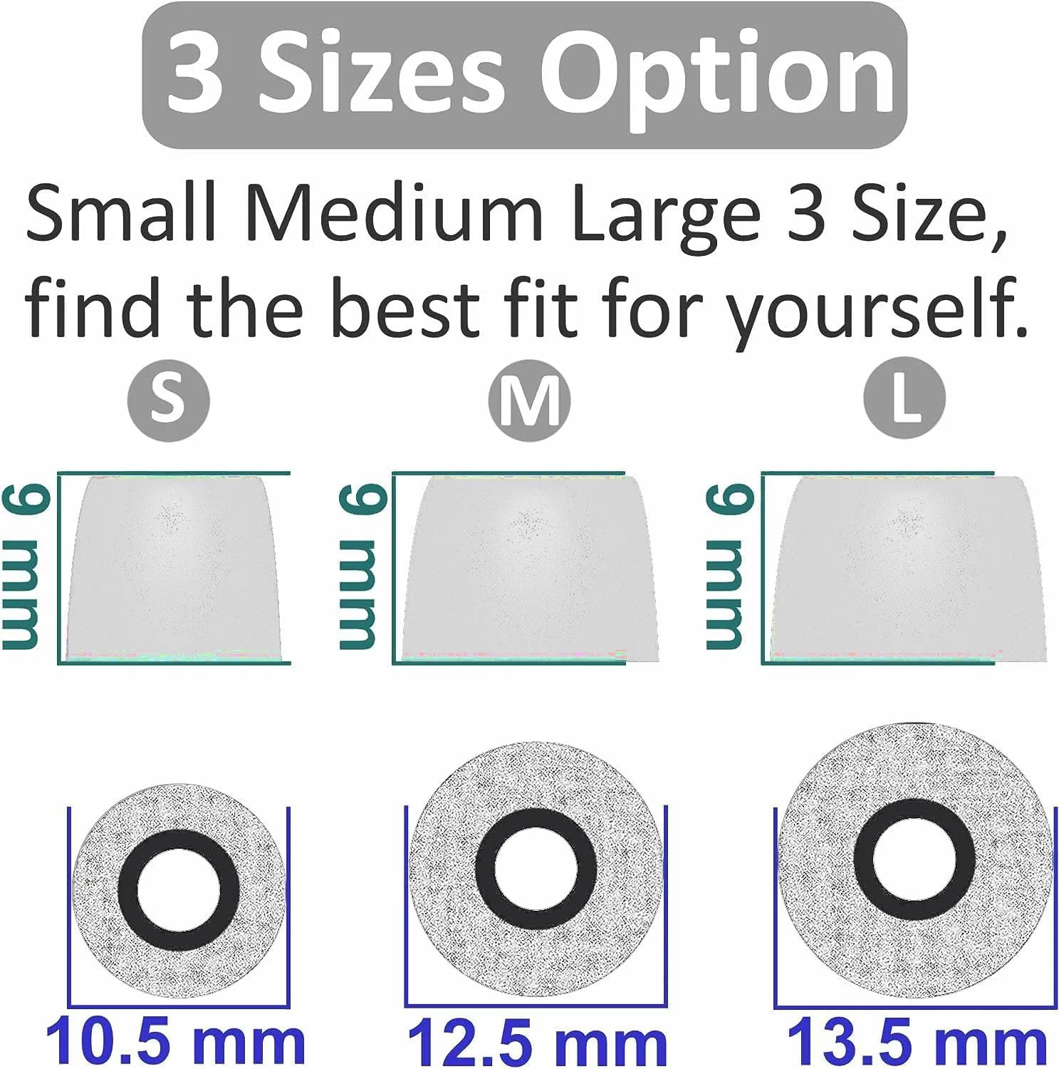 Memory Foam Ear Tips Compatible with Sony WF-1000xm5 1000xm4 WF-C700n Replacement Ear Tips, Perfect Noise Cancellation, Fit in Case, S/M/L 6 Pairs Foam Tips, Silver (515W)
