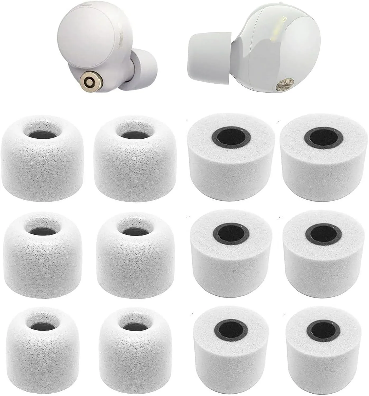 Memory Foam Ear Tips Compatible with Sony WF-1000xm5 1000xm4 WF-C700n Replacement Ear Tips, Perfect Noise Cancellation, Fit in Case, S/M/L 6 Pairs Foam Tips, Silver (515W)