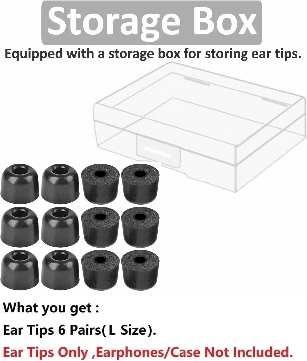 Memory Foam Tips Compatible with Sony WF-1000xm5 1000xm4 WF-C700n Replacement Ear Tips, Perfect Noise Cancellation, Fit in Case, Foam Tips 6 Pairs, Black, Large Size (515BL)