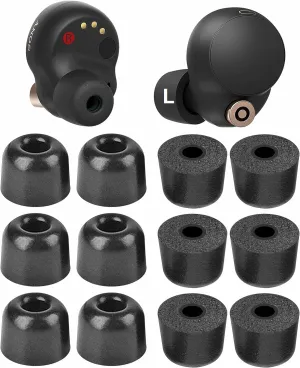 Memory Foam Tips Compatible with Sony WF-1000xm5 1000xm4 WF-C700n Replacement Ear Tips, Perfect Noise Cancellation, Fit in Case, Foam Tips 6 Pairs, Black, Large Size (515BL)