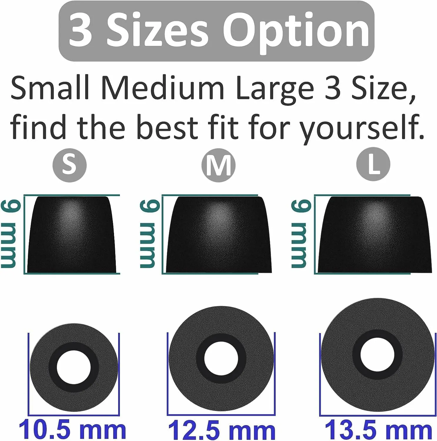 Memory Foam Tips Compatible with Sony WF-1000xm5 1000xm4 WF-C700n Replacement Ear Tips, Perfect Noise Cancellation, Fit in Case, Foam Tips 6 Pairs, Black, Large Size (515BL)