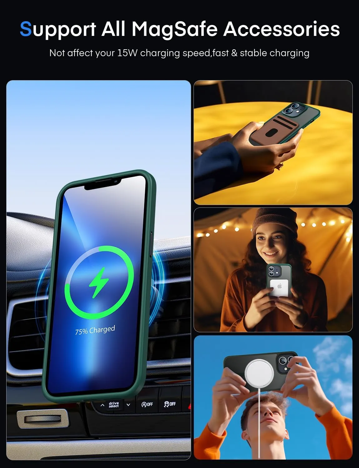 Mgnaooi Magnetic Case for iPhone 11 Case [MIL-Grade Drop Tested & Compatible with MagSafe] Translucent Matte Back, Anti-Fingerprint Anti-Scratch Shockproof Phone 11 Case 6.1 Inch, Green