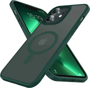 Mgnaooi Magnetic Case for iPhone 11 Case [MIL-Grade Drop Tested & Compatible with MagSafe] Translucent Matte Back, Anti-Fingerprint Anti-Scratch Shockproof Phone 11 Case 6.1 Inch, Green