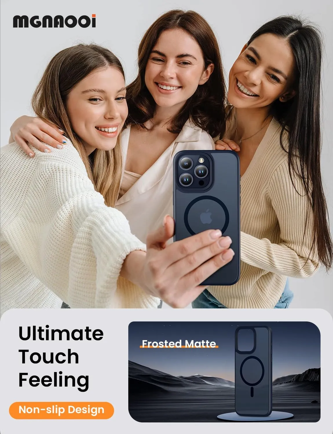 Mgnaooi Magnetic Case for iPhone 12 &iPhone 12 Pro Case [MIL-Grade Drop Tested & Compatible with MagSafe] Translucent Matte Back with Aluminum Alloy Keys, Anti-Fingerprint Anti-Scratch, Black