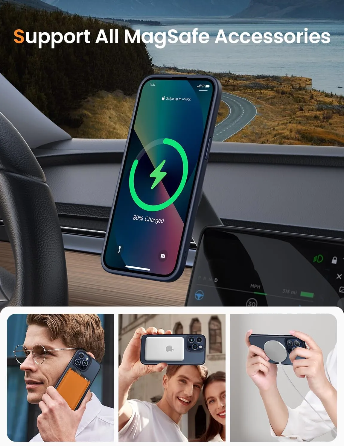 Mgnaooi Magnetic Case for iPhone 12 &iPhone 12 Pro Case [MIL-Grade Drop Tested & Compatible with MagSafe] Translucent Matte Back with Aluminum Alloy Keys, Anti-Fingerprint Anti-Scratch, Black