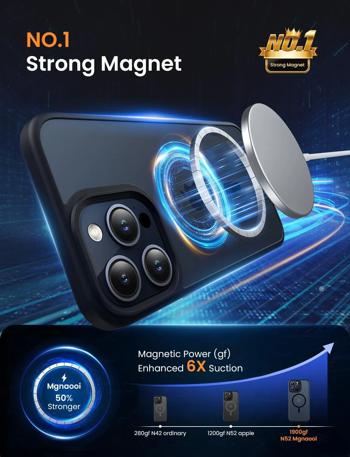 Mgnaooi Magnetic Case for iPhone 12 &iPhone 12 Pro Case [MIL-Grade Drop Tested & Compatible with MagSafe] Translucent Matte Back with Aluminum Alloy Keys, Anti-Fingerprint Anti-Scratch, Black