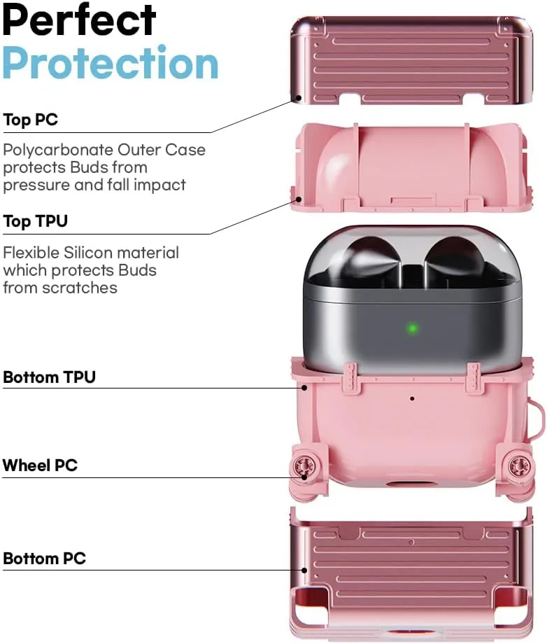 Miak for Samsung Galaxy Buds 3 Pro/Galaxy Buds 3 Case with Shock Resistant and Protective Cover, Rose Pink