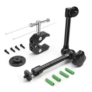 MOKOSE Adjustable Articulating Magic Arm and Super Clamps with 1/4and 3/8 Threaded for Cameras, LCD Monitors/LED Lights, Webcams