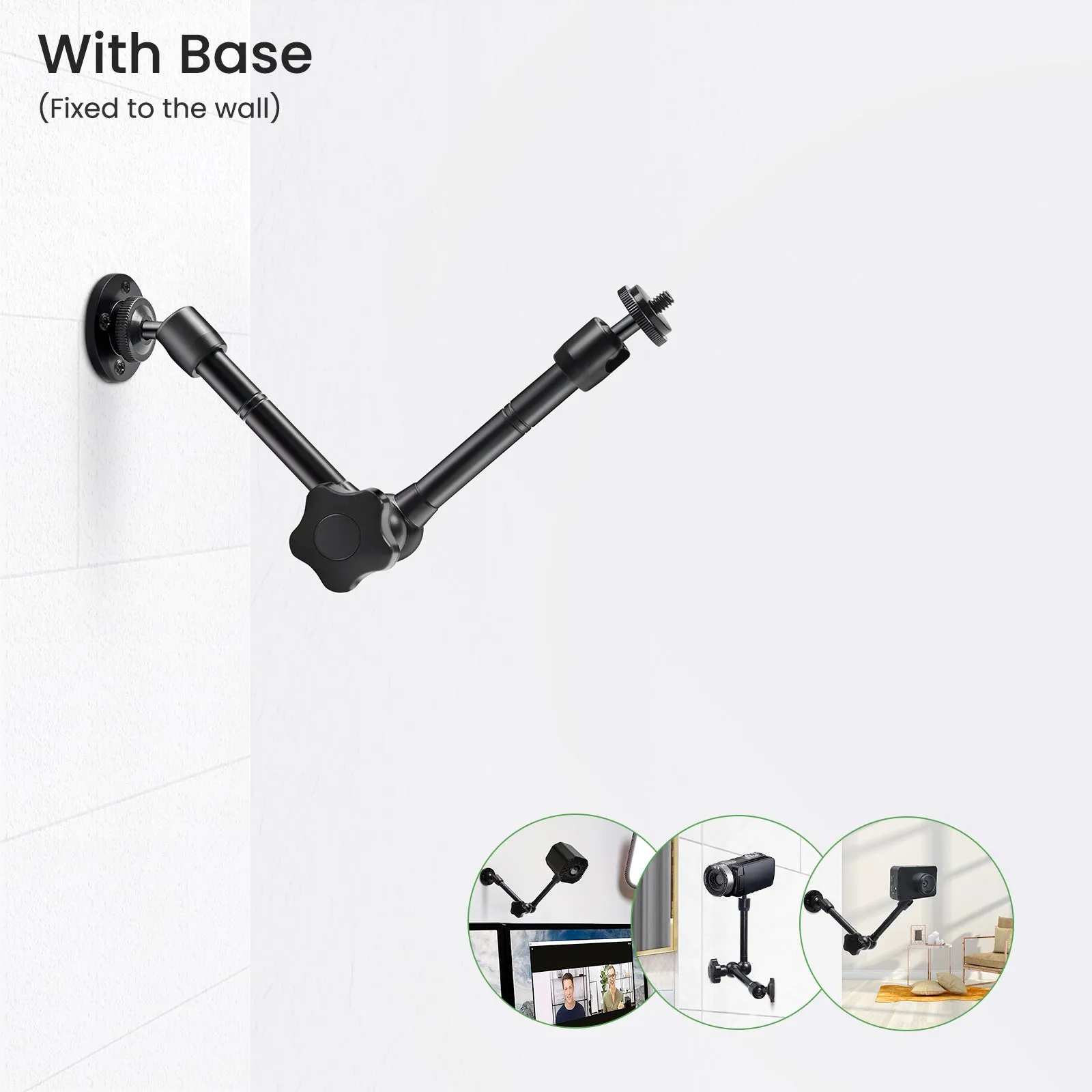 MOKOSE Adjustable Articulating Magic Arm and Super Clamps with 1/4and 3/8 Threaded for Cameras, LCD Monitors/LED Lights, Webcams