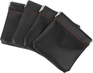 Molain 4Pcs PU Leather Earphone Pouch Headphone Storage Bag, Closure Soft Elastic Snap Spring Pouch for Carrying or Storing Headphones