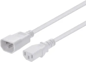 Monoprice Extension Cord - 6 Feet - White | IEC 60320 C14 to IEC 60320 C13, 14AWG, 15A, SJT, 100-250V, Computers, Servers, and Monitors