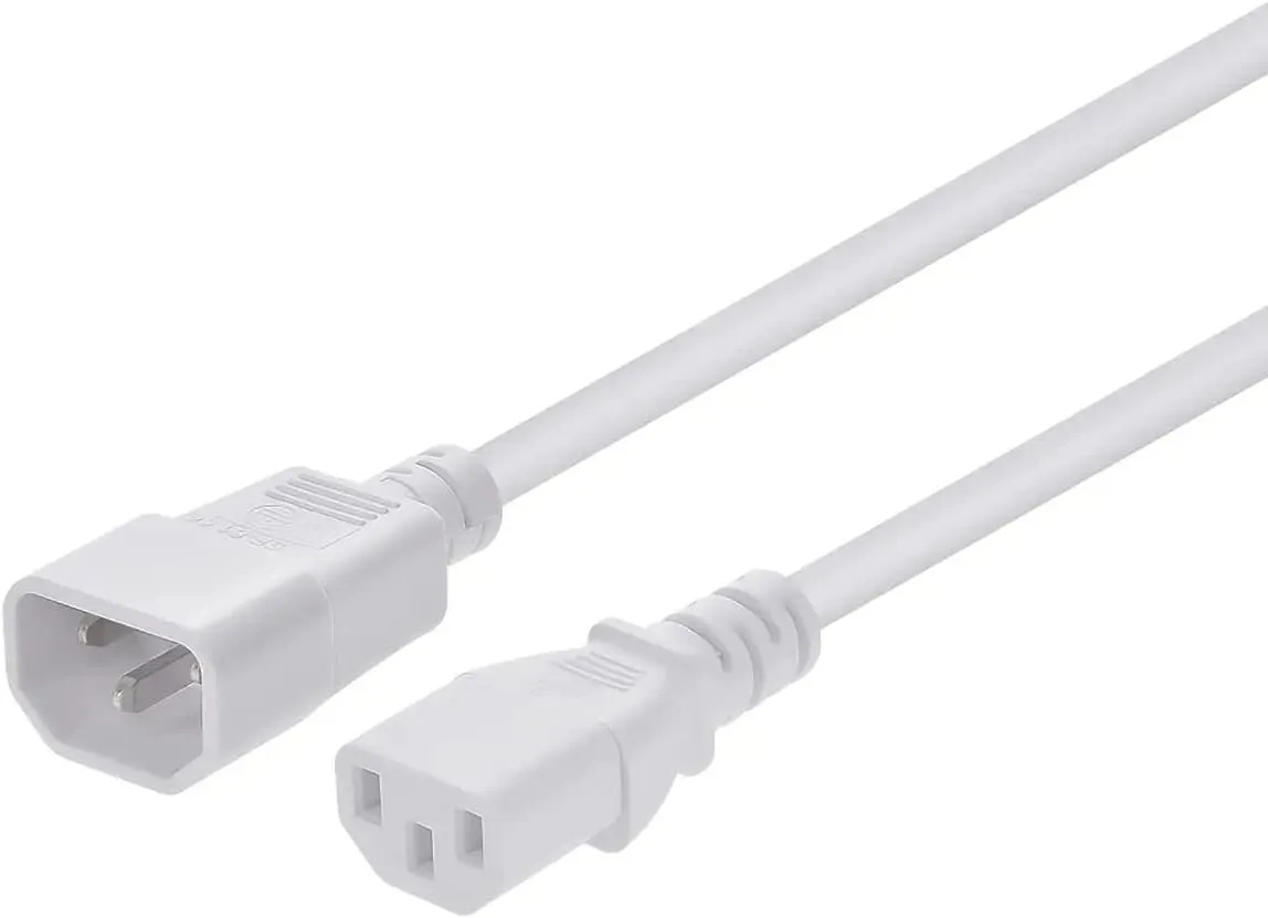 Monoprice Extension Cord - 6 Feet - White | IEC 60320 C14 to IEC 60320 C13, 14AWG, 15A, SJT, 100-250V, Computers, Servers, and Monitors