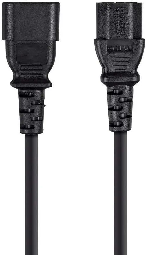 Monoprice Extension Cord - IEC 60320 C14 to IEC 60320 C13, 10 Amp, 3-Prong, 18AWG, 6 Feet, Black (6 Pack)