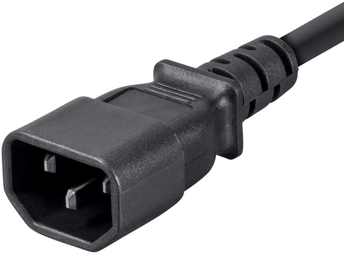 Monoprice Extension Cord - IEC 60320 C14 to IEC 60320 C13, 10 Amp, 3-Prong, 18AWG, 6 Feet, Black (6 Pack)