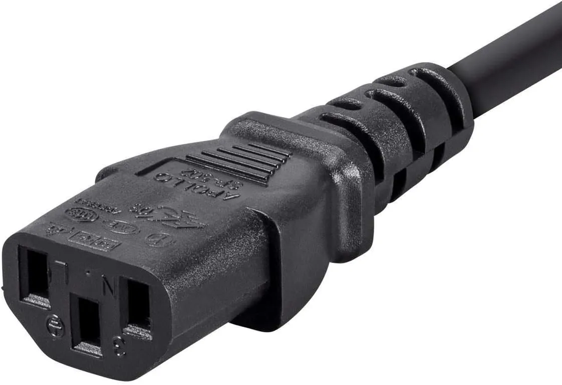 Monoprice Extension Cord - IEC 60320 C14 to IEC 60320 C13, 10 Amp, 3-Prong, 18AWG, 6 Feet, Black (6 Pack)