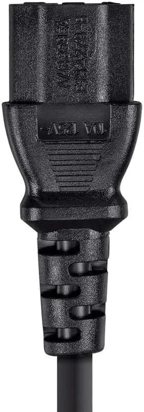 Monoprice Extension Cord - IEC 60320 C14 to IEC 60320 C13, 10 Amp, 3-Prong, 18AWG, 6 Feet, Black (6 Pack)