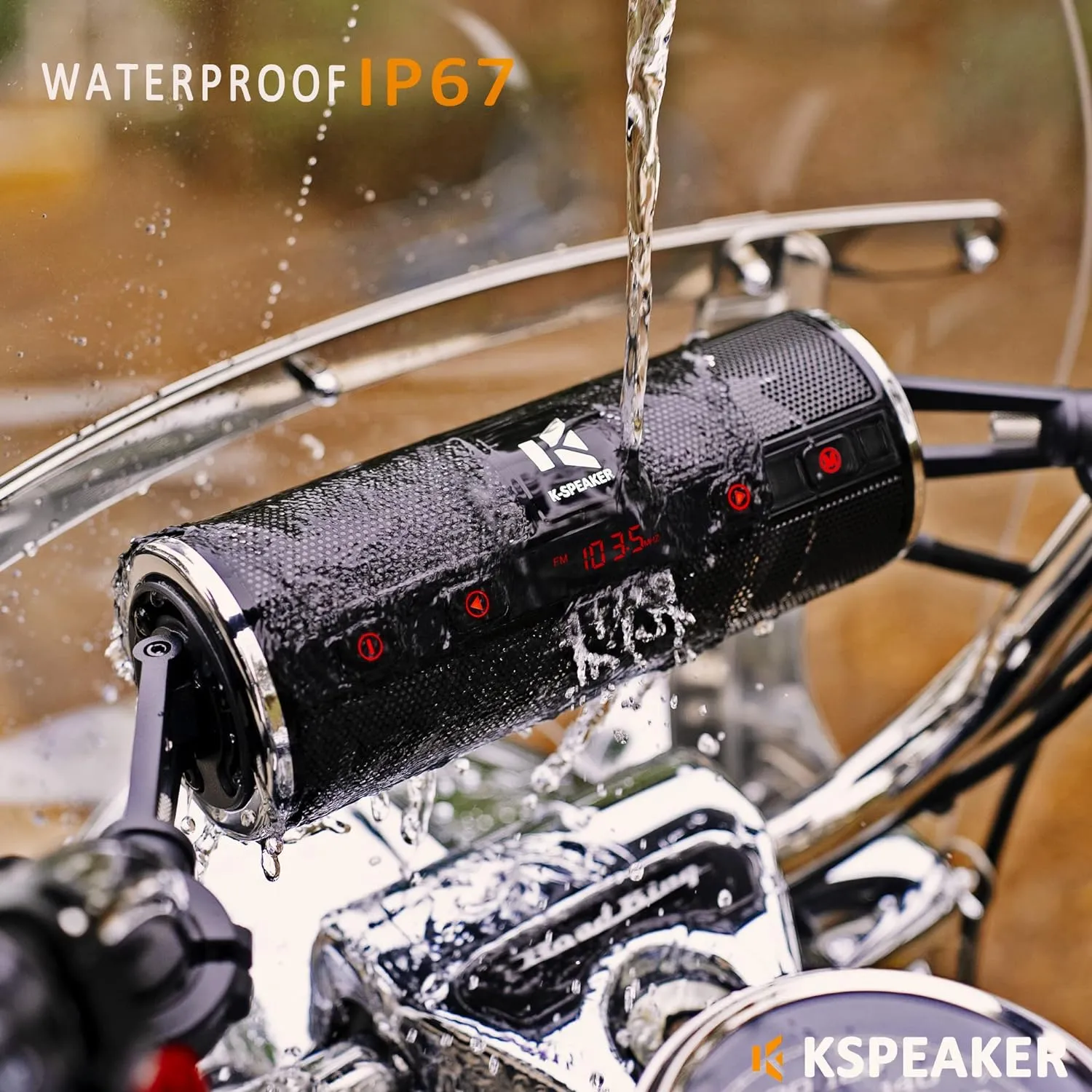 Motorcycle Speakers Bluetooth Waterproof Radio Audio System Built-in Amplifier, 3 Inch Metal Mp3 Player, Great for ATV, Scooter Bike,12 Volt Vehicle, K2BL