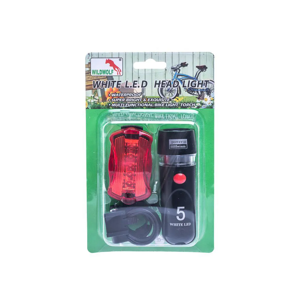 (MR.DIY) WILDWOLF LED Waterproof Bicycle Bike Torch Lights Set