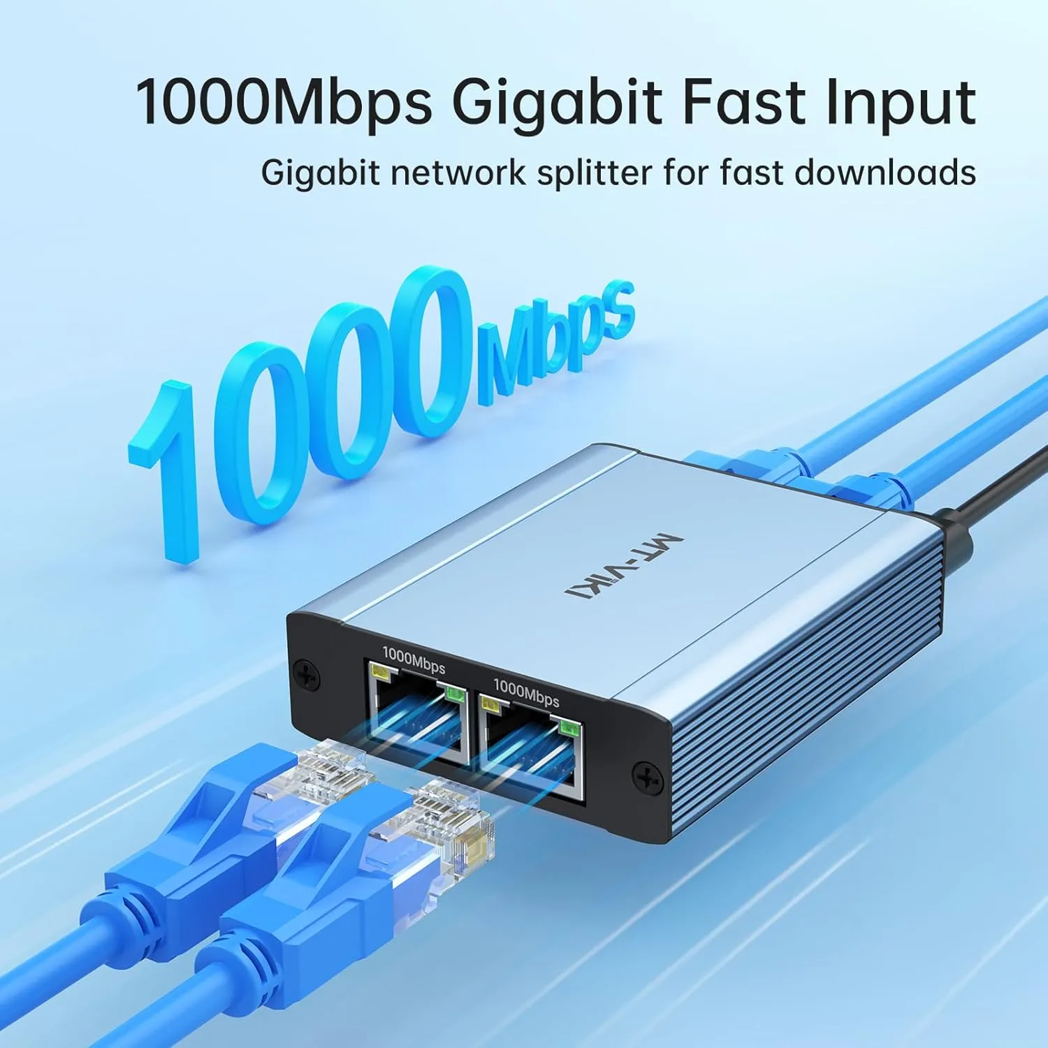MT-VIKI Ethernet Splitter 1 to 3 High Speed 1000Mbps, Gigabit Dual RJ45 Splitter Adapter for Cat5/5e/6/7/8 Cable [3 Devices Simultaneously Networking]