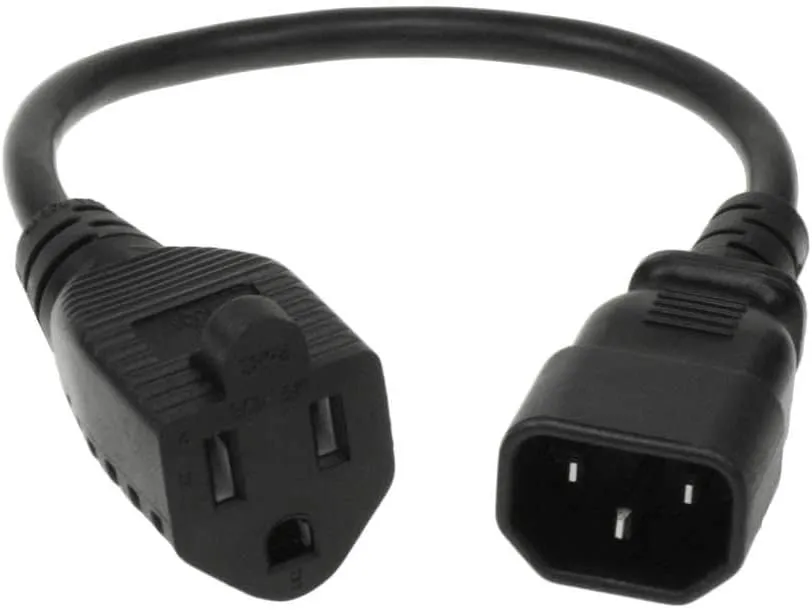 NEMA 5-15R to IEC320 C14 Monitor Power Adapter Cord, 3 feet - 14 AWG
