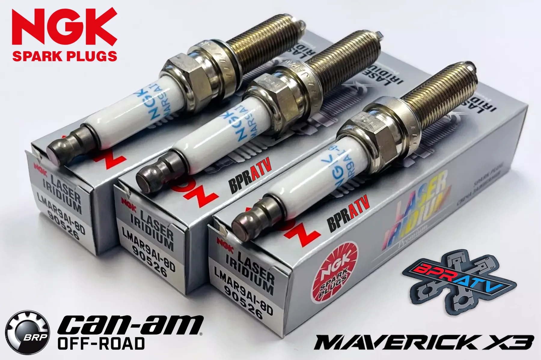 NGK Iridium Spark Plugs Set of 3 - LMAR9AI-8D for Can-Am Maverick X3 All Models!