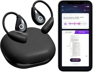 OEQ AI Translator Earbuds Real Time with Charging Case Powered by ChatGPT,3 in 1 Language Translator Device with 100 Language Real Time Two Way for iOS and Android,Ideal for Travel/Business,Black