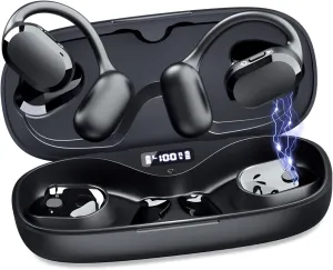 Open Ear Headphones Over Ear Buds, IP67 Waterproof True Wiress Earbuds with Dual DSP Noise Cancelling Mic for Work Sports, Advanced Bluetooth V5.4