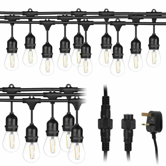 Outdoor String Lights 15 LED Bulbs Garden Lights