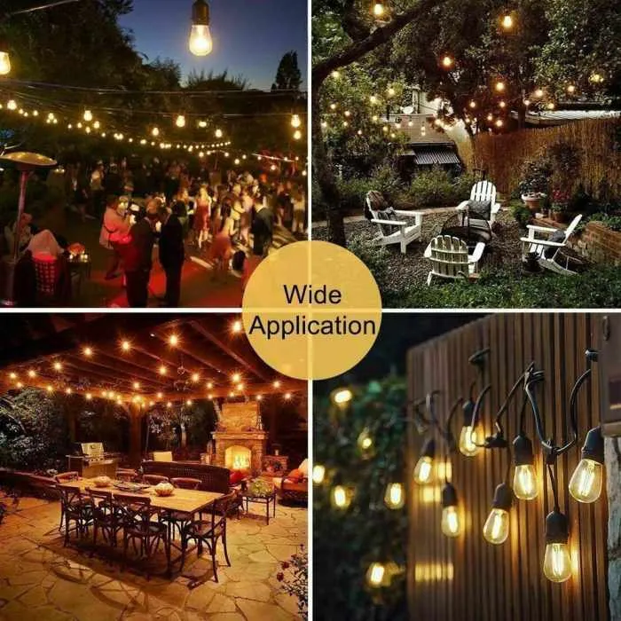 Outdoor String Lights 15 LED Bulbs Garden Lights