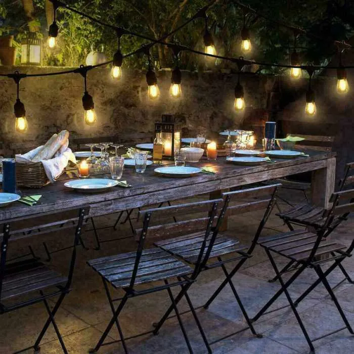 Outdoor String Lights 15 LED Bulbs Garden Lights