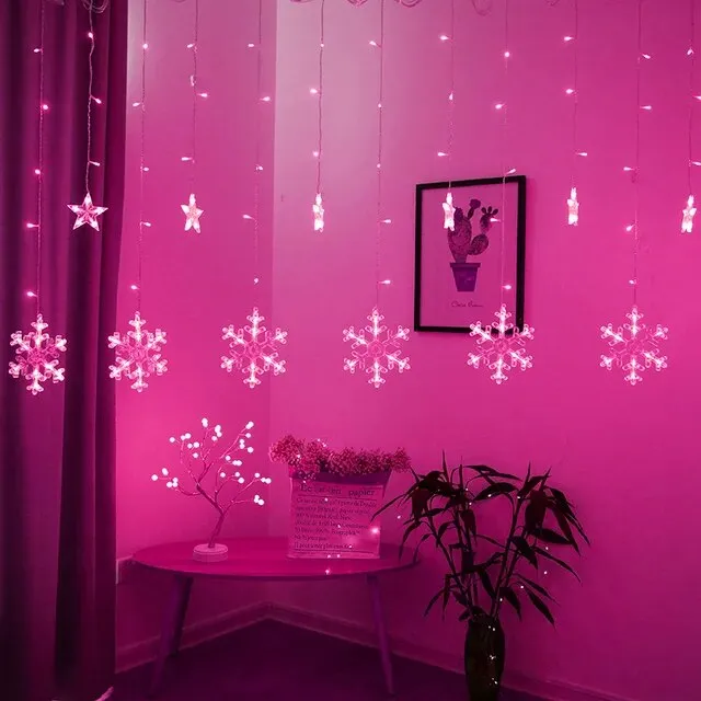 PartyLight Snowflake Curtain Lights Christmas Window Decoration
