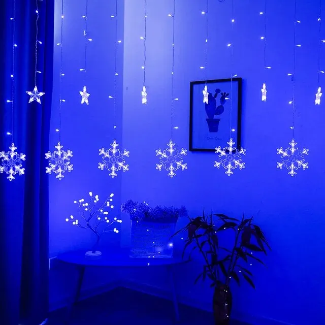 PartyLight Snowflake Curtain Lights Christmas Window Decoration