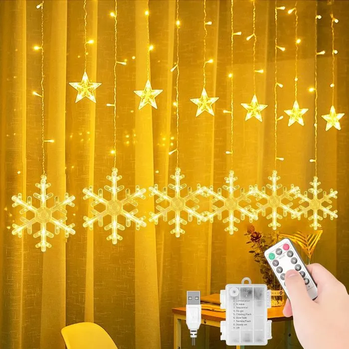 PartyLight Snowflake Curtain Lights Christmas Window Decoration