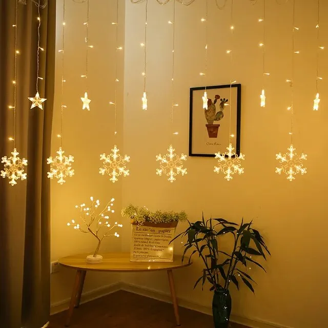 PartyLight Snowflake Curtain Lights Christmas Window Decoration