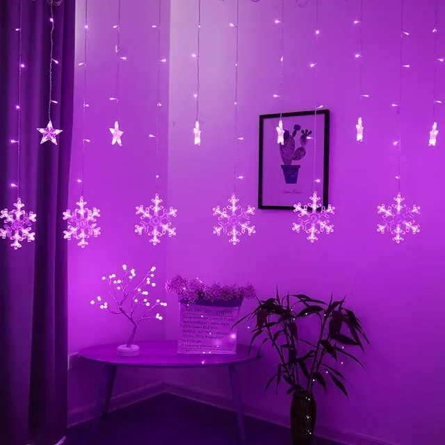 PartyLight Snowflake Curtain Lights Christmas Window Decoration