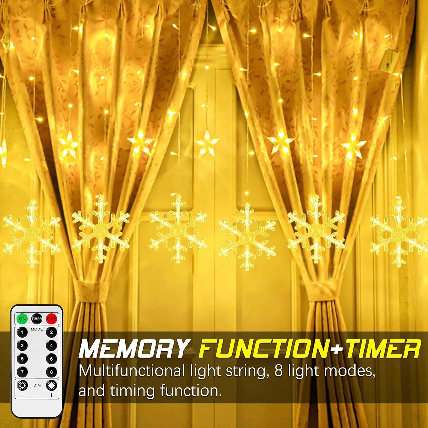 PartyLight Snowflake Curtain Lights Christmas Window Decoration